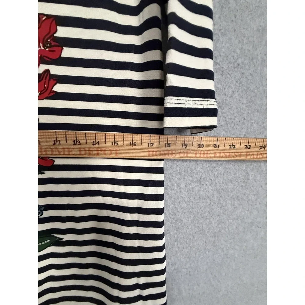 Tory Burch Dress Womens‎ S Multicolor Stripe Floral Boat Neck 3/4 Sleeve Shift